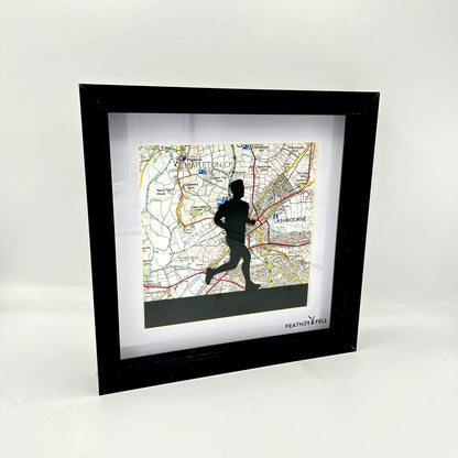 Feather & Fell, Maps Collection, Man Running 8”x8”