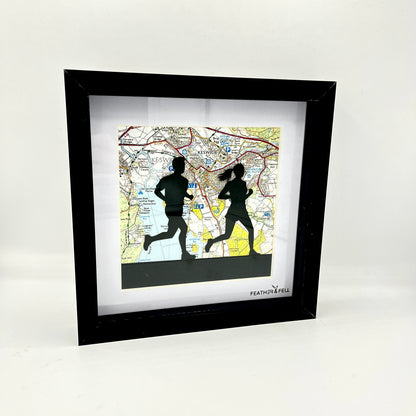 Feather & Fell, Maps Collection, Man & Woman Running 8”x8”