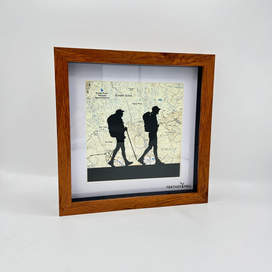 Feather & Fell, Maps Collection, Two Hikers, 8”x8”