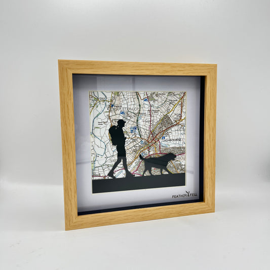 Feather & Fell, Maps Collection, Man & His dog 8”x8”