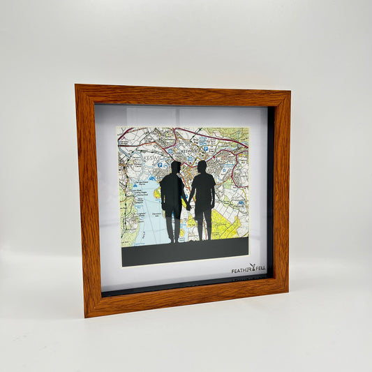 Feather & Fell, Maps Collection, Male Couple 8”x8”