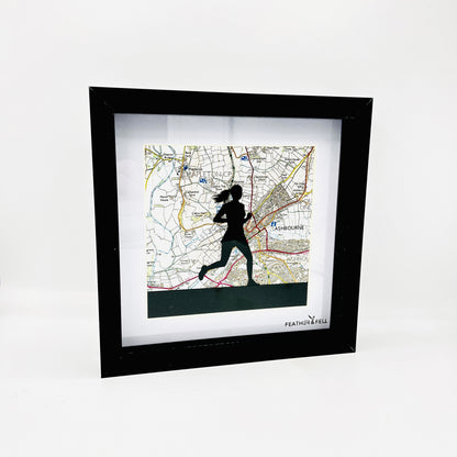 Feather & Fell, Maps Collection, Woman Running 8”x8”